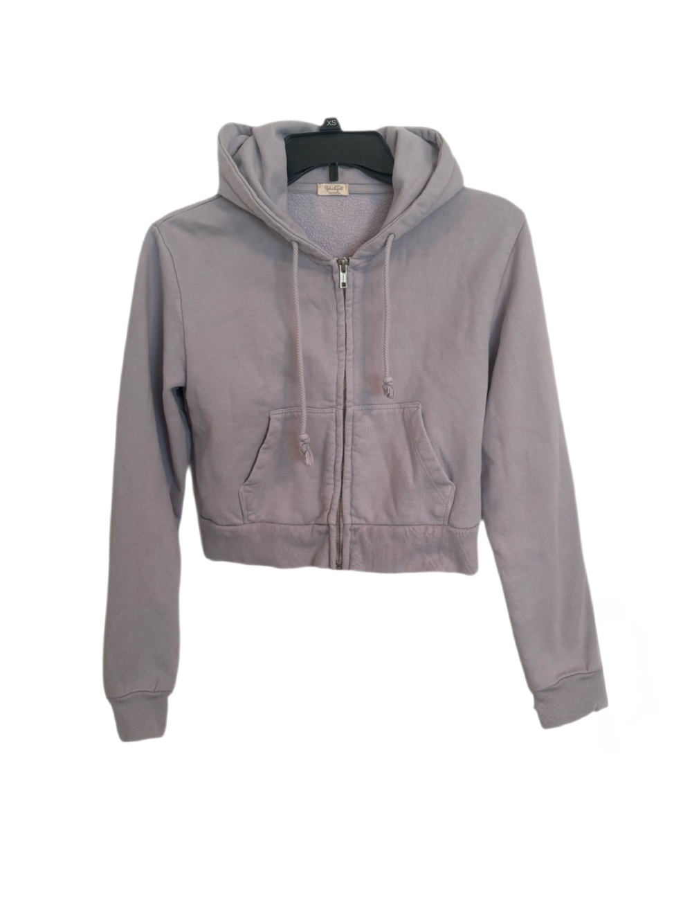 Brandy Melville John Galt Lavender Crystal Cropped Zip-Up Hoodie